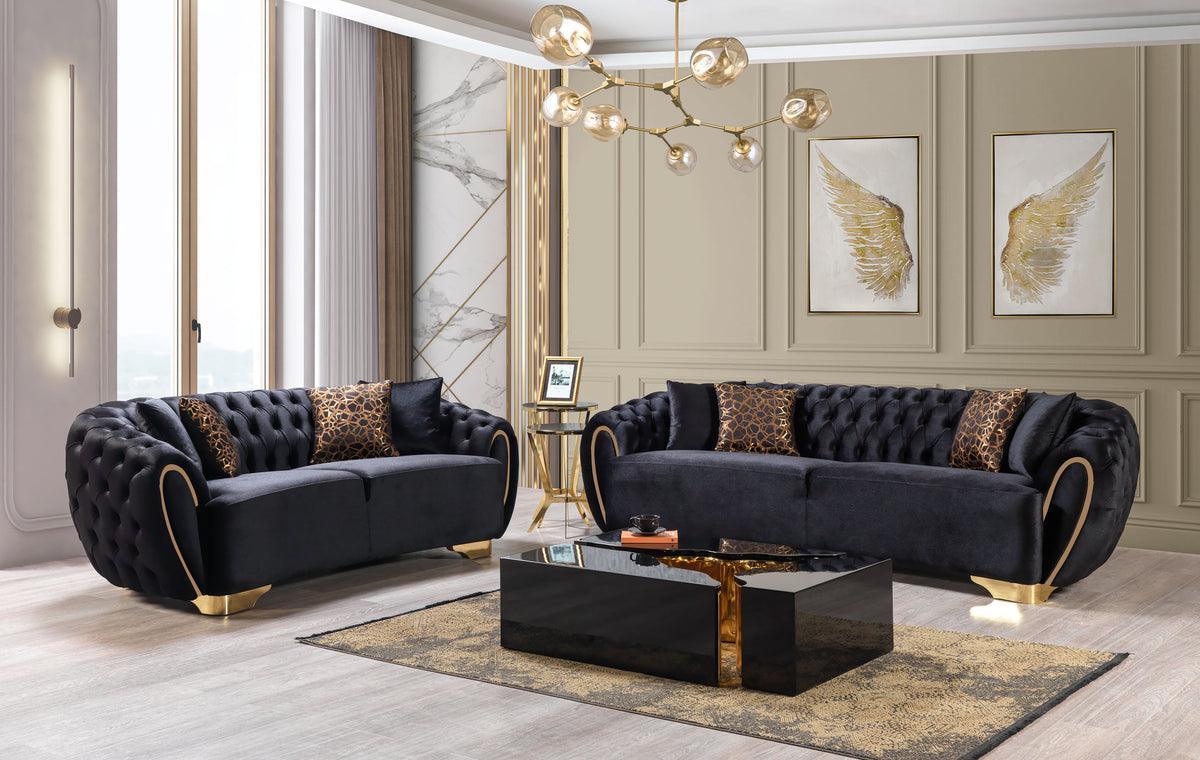 Leah Wood Black/gold 3-Piece Coffee Table - Ella Furniture
