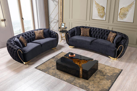 Leah Wood Black/gold 3-Piece Coffee Table - Ella Furniture