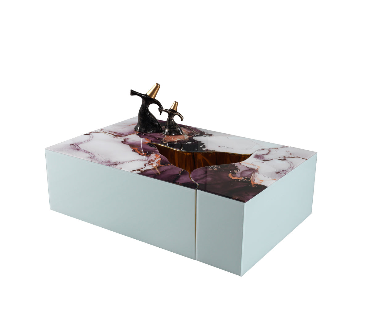 Leah White Marble 3-Piece Coffee Table