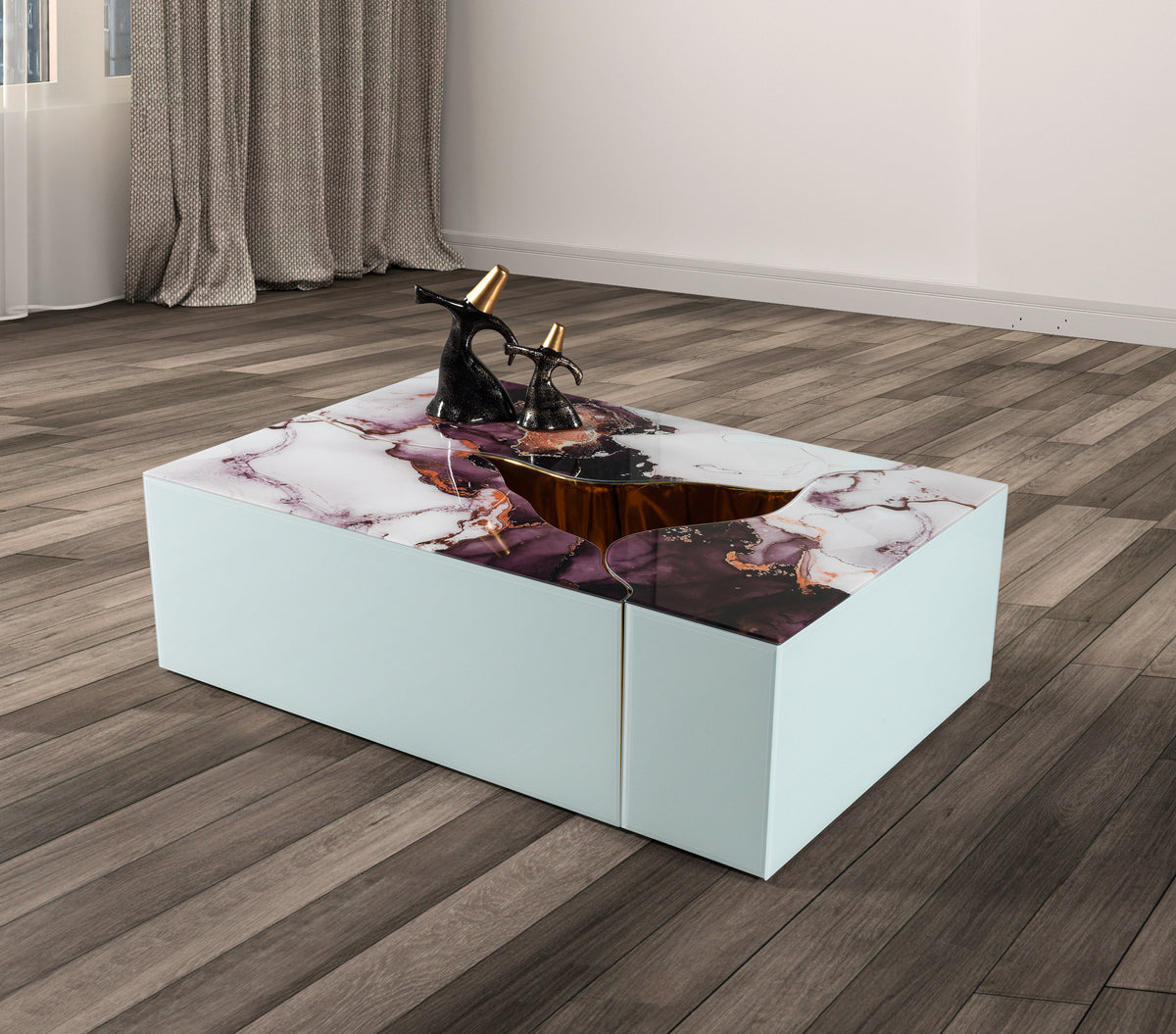 Leah White Marble 3-Piece Coffee Table