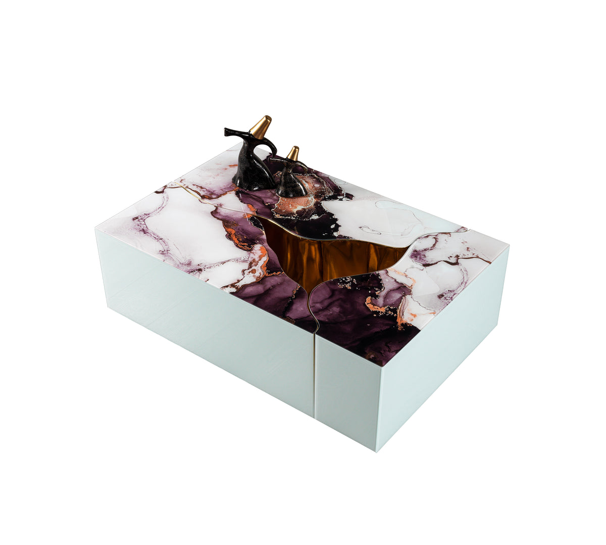 Leah White Marble 3-Piece Coffee Table