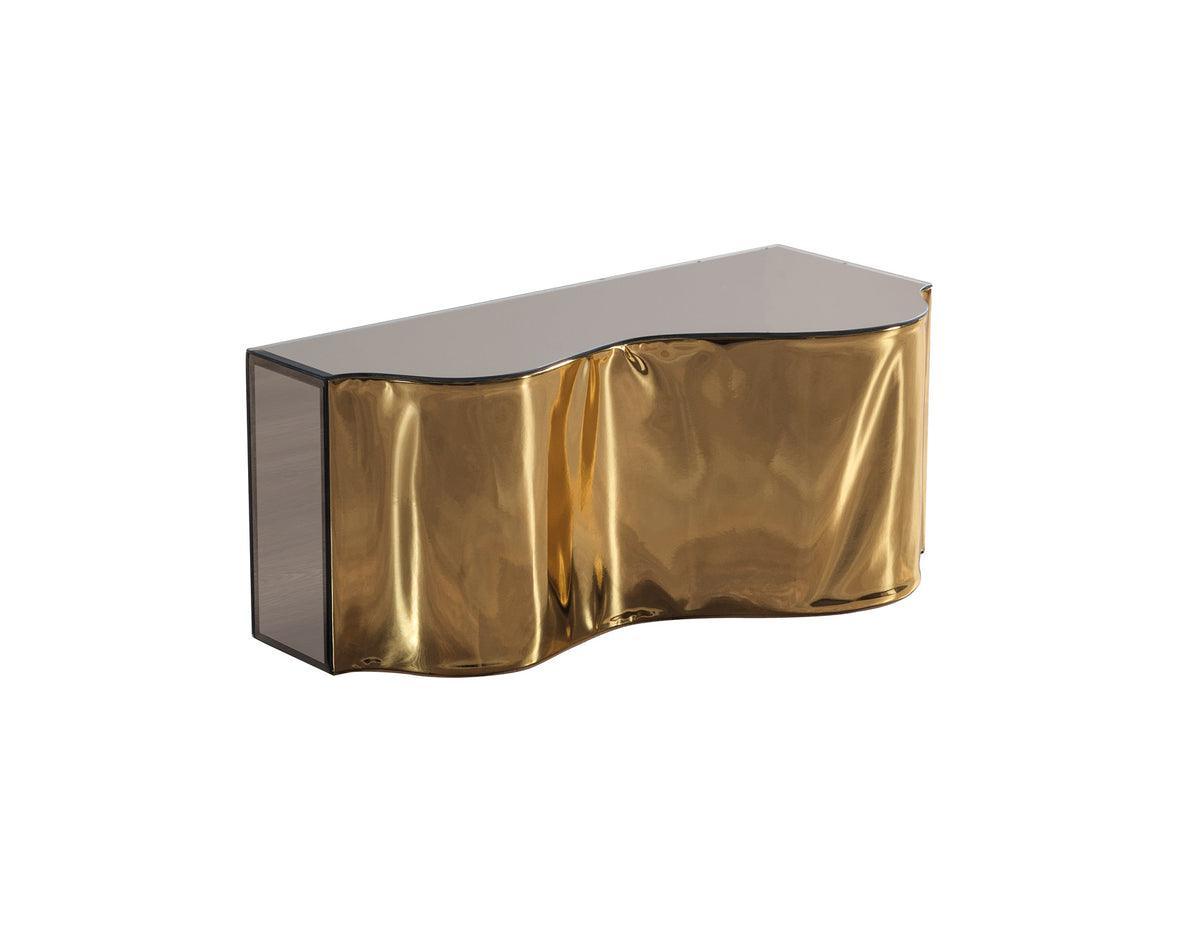 Leah Glass Bronze/gold 3-Piece Coffee Table - Ella Furniture