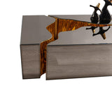 Leah Glass Bronze/gold 3-Piece Coffee Table - Ella Furniture