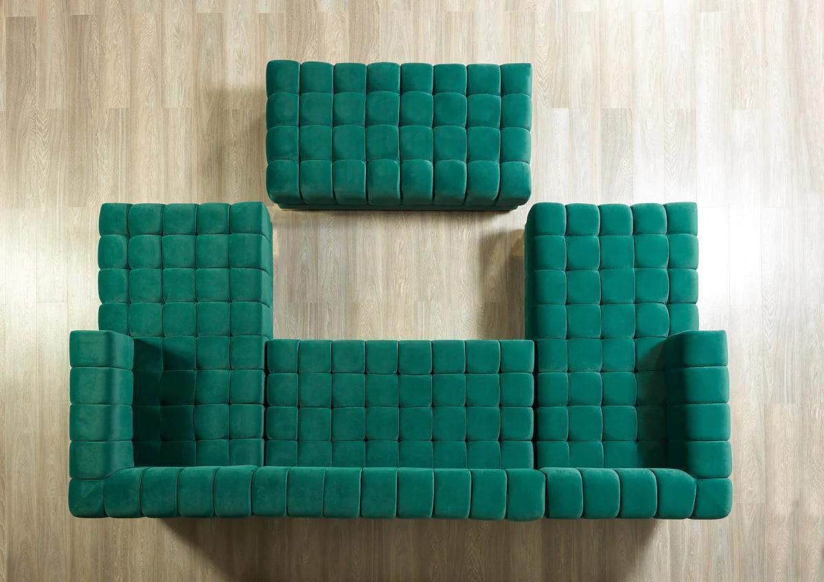 Mia Green Velvet Double Chaise Sectional