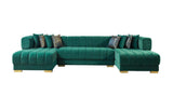 Mia Green Velvet Double Chaise Sectional