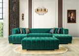 Mia Green Velvet Double Chaise Sectional