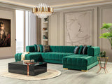 Mia Green Velvet Double Chaise Sectional