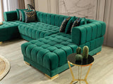 Mia Green Velvet Double Chaise Sectional