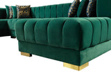 Mia Green Velvet Double Chaise Sectional