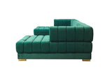 Mia Green Velvet Double Chaise Sectional