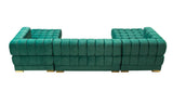 Mia Green Velvet Double Chaise Sectional
