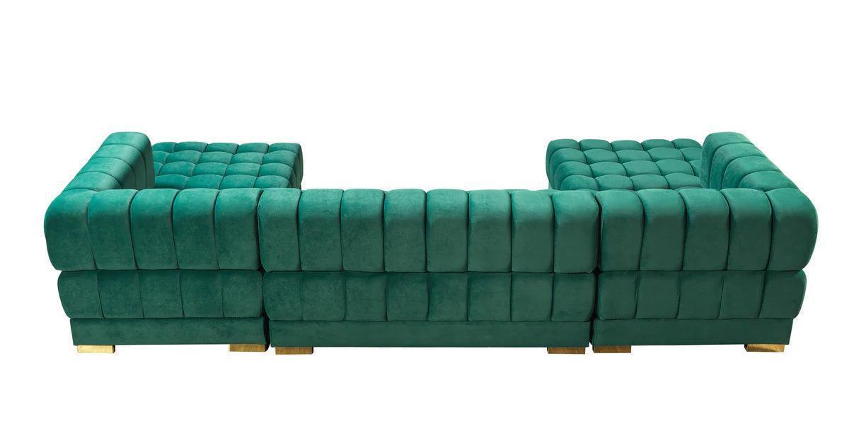 Mia Green Velvet Double Chaise Sectional
