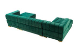 Mia Green Velvet Double Chaise Sectional