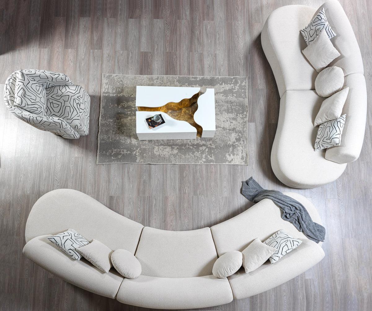 Olivia Ivory Boucle 2-Piece Curved Sectional - Ella Furniture