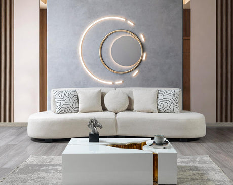 Olivia Ivory Boucle 2-Piece Curved Sectional - Ella Furniture