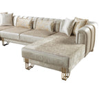 Ella Ivory Velvet Double Chaise Sectional - Ella Furniture