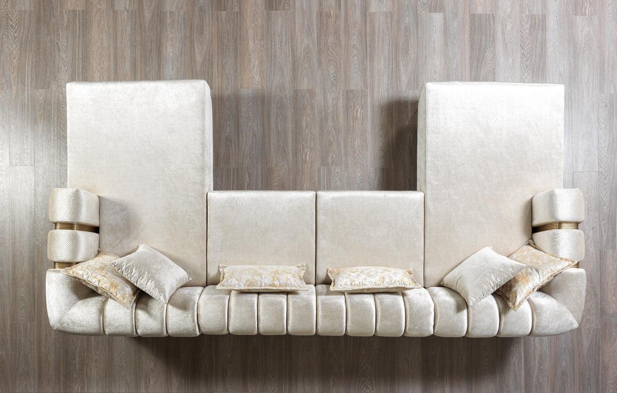 Ella Ivory Velvet Double Chaise Sectional - Ella Furniture