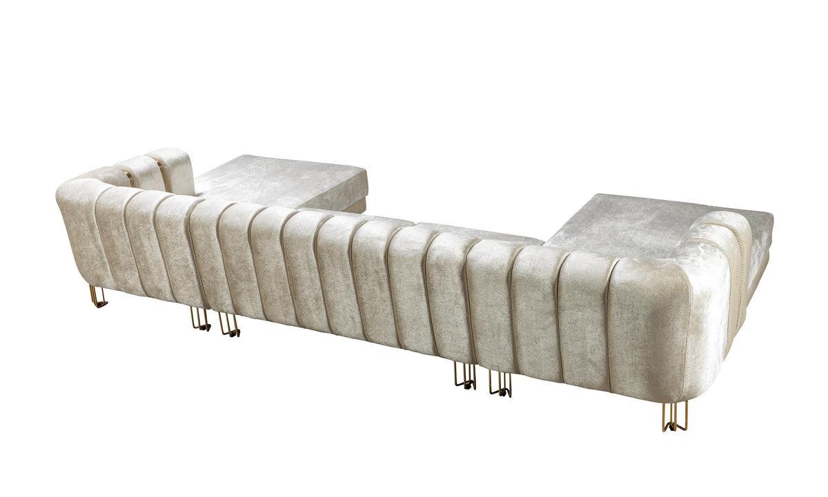 Ella Ivory Velvet Double Chaise Sectional - Ella Furniture
