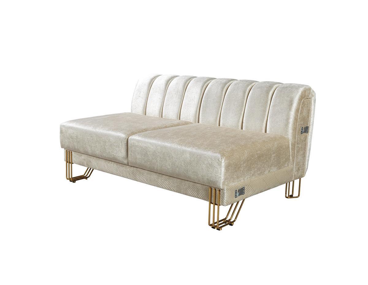 Ella Ivory Velvet Double Chaise Sectional - Ella Furniture