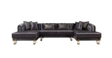 Ella Smoke Velvet Double Chaise Sectional - Ella Furniture