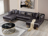 Ella Smoke Velvet Double Chaise Sectional - Ella Furniture