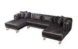 Ella Smoke Velvet Double Chaise Sectional - Ella Furniture