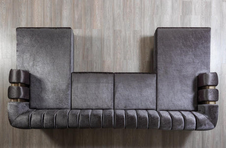 Ella Smoke Velvet Double Chaise Sectional - Ella Furniture