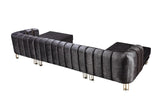 Ella Smoke Velvet Double Chaise Sectional - Ella Furniture