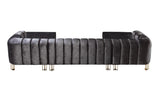 Ella Smoke Velvet Double Chaise Sectional - Ella Furniture