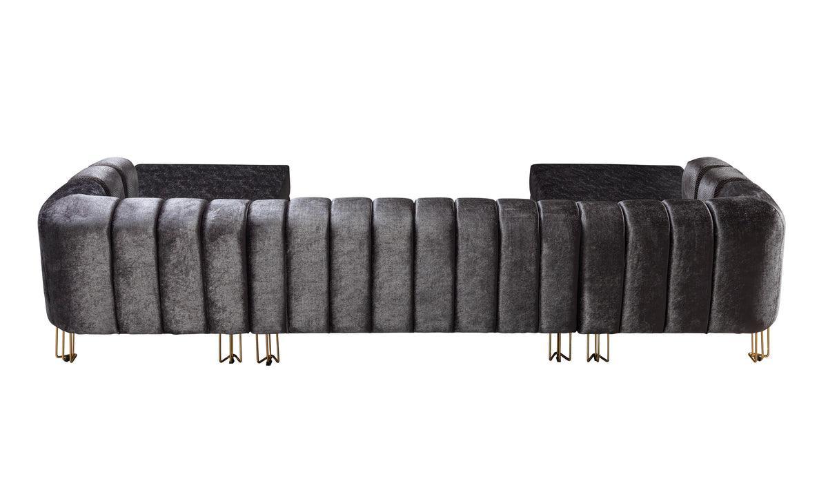 Ella Smoke Velvet Double Chaise Sectional - Ella Furniture