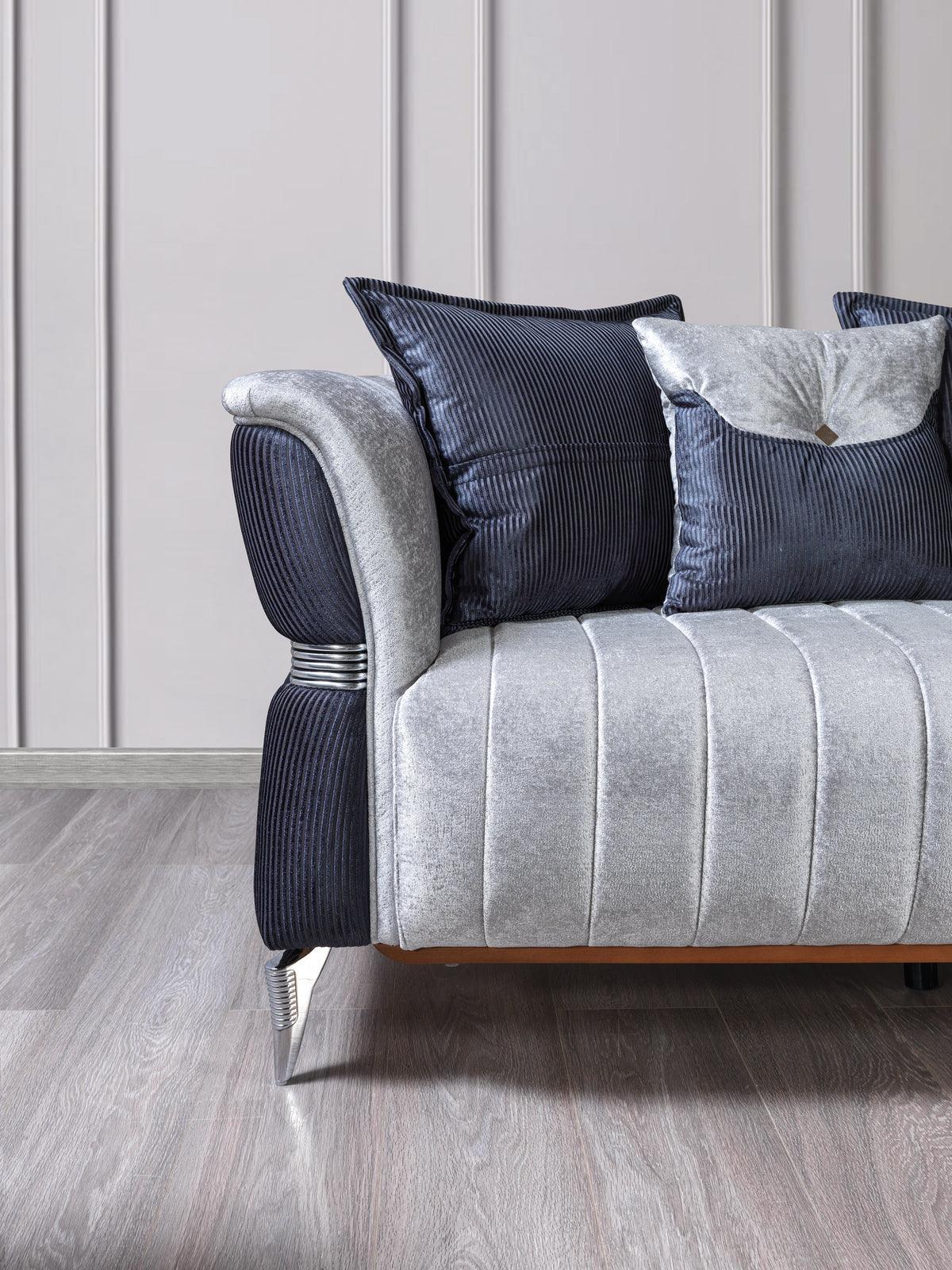 Avery Silver-gray Velvet Sofa & Loveseat - Ella Furniture