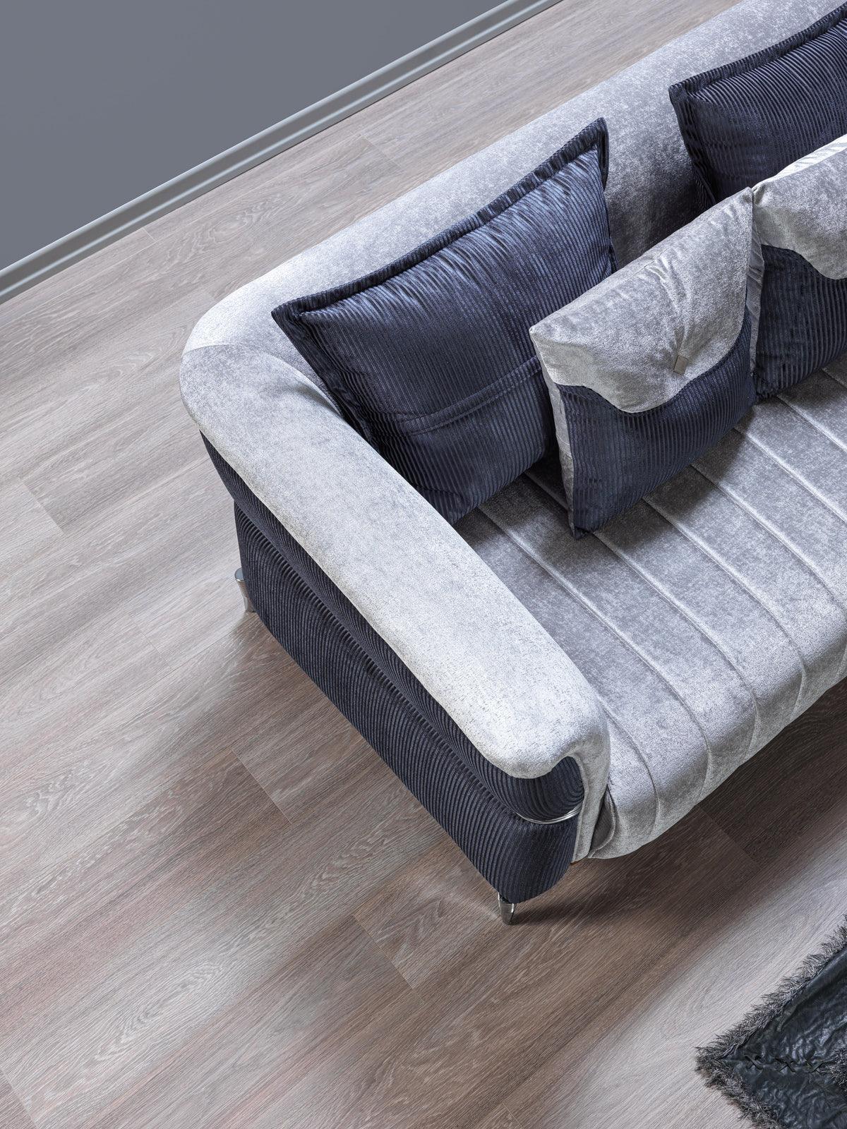 Avery Silver-gray Velvet Sofa & Loveseat - Ella Furniture