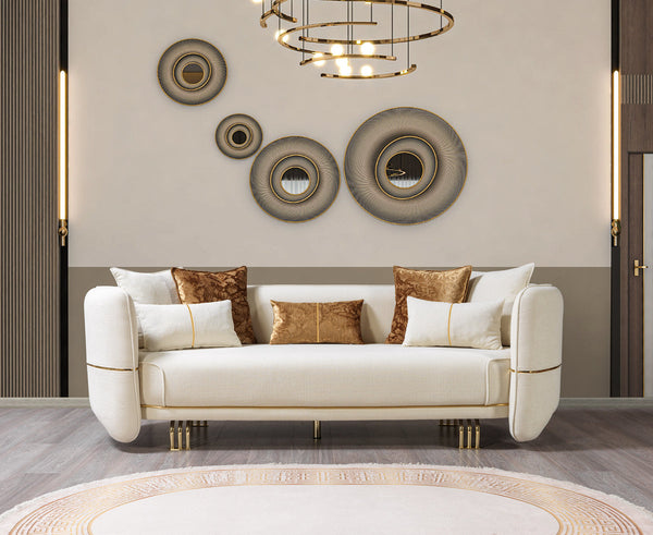Lilith Ivory Velvet Sofa 94"