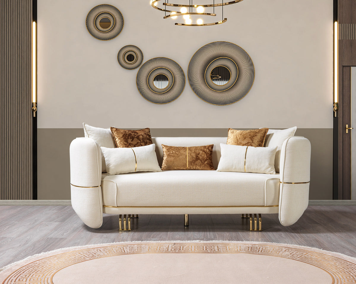 Lilith Ivory Velvet Loveseat 82"