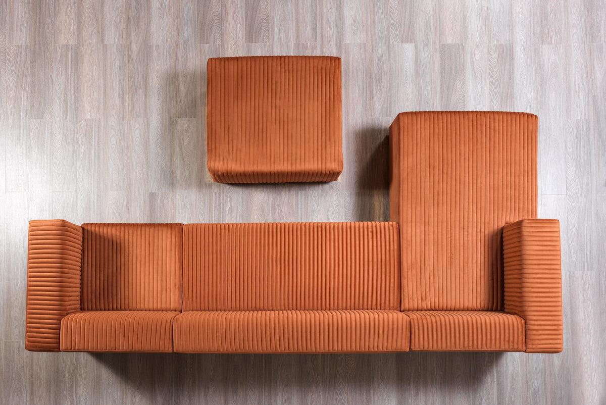 Elizabeth Orange Velvet 4-Piece Sectional