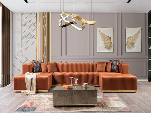 Elizabeth Orange Velvet 4-Piece Sectional