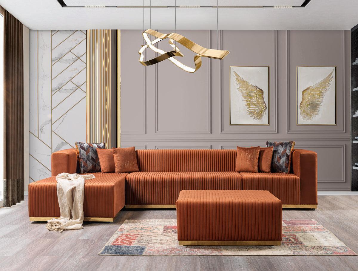 Elizabeth Orange Velvet 4-Piece Sectional