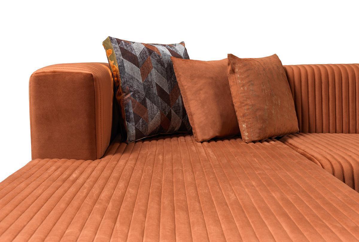 Elizabeth Orange Velvet 4-Piece Sectional