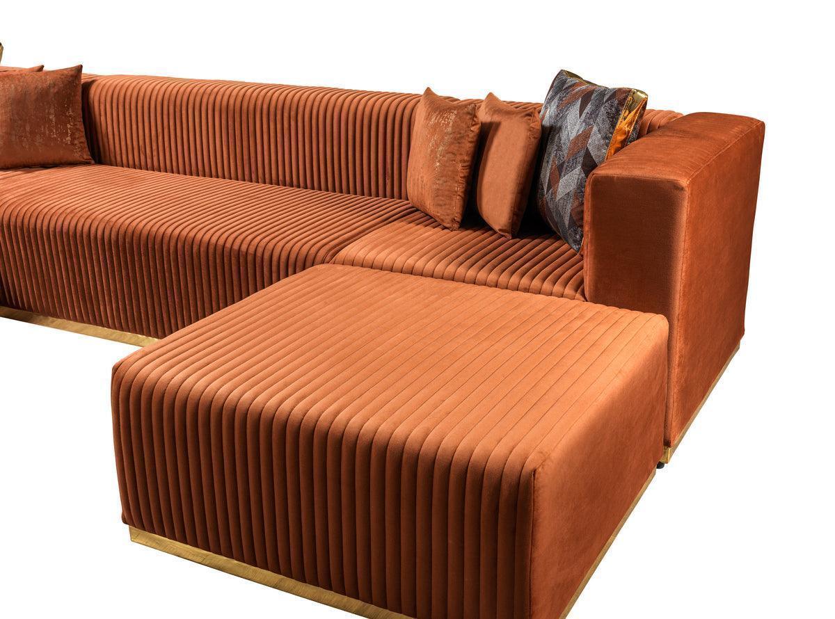 Elizabeth Orange Velvet 4-Piece Sectional