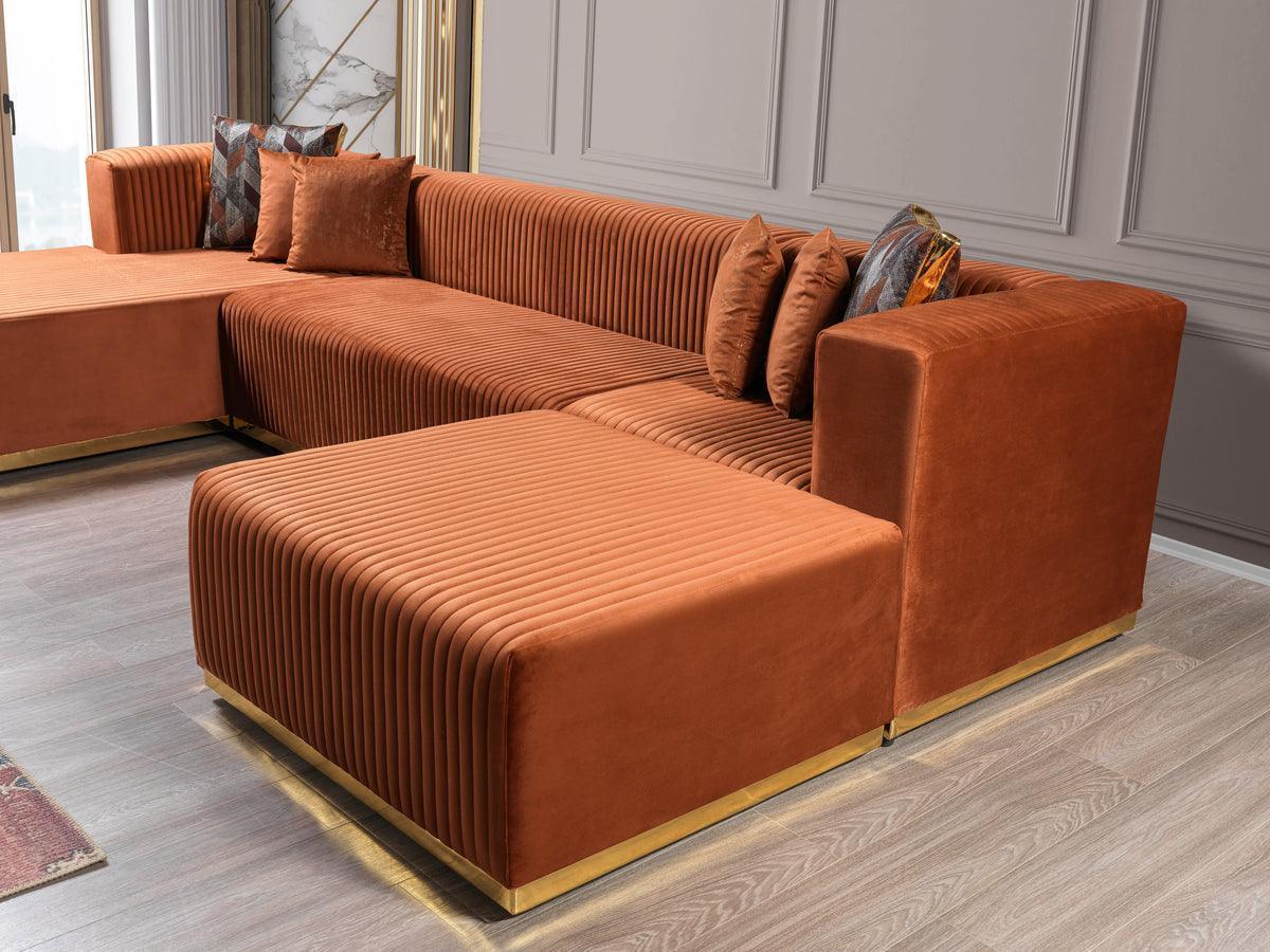 Elizabeth Orange Velvet 4-Piece Sectional