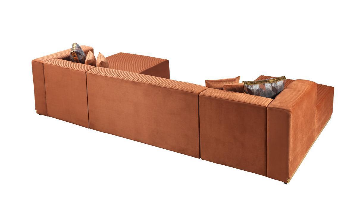 Elizabeth Orange Velvet 4-Piece Sectional
