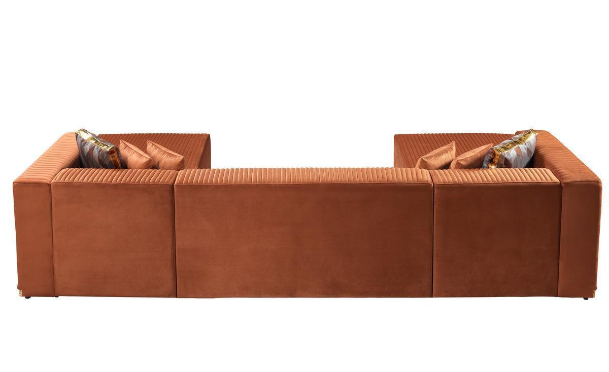 Elizabeth Orange Velvet 4-Piece Sectional