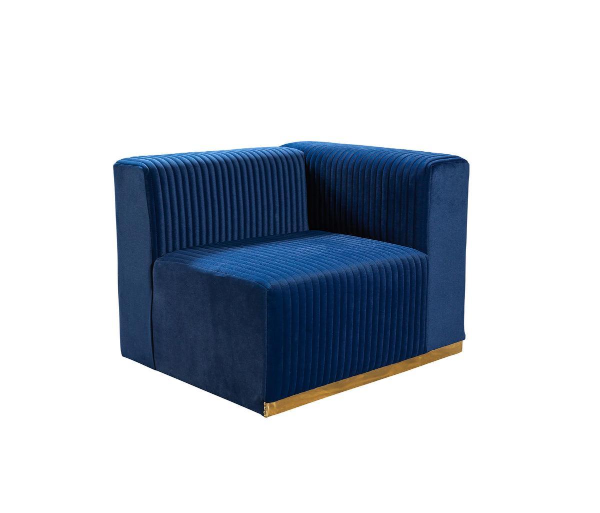 Elizabeth Blue Velvet 4-Piece Sectional - Ella Furniture