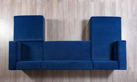 Elizabeth Blue Velvet 4-Piece Sectional - Ella Furniture