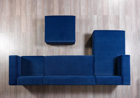 Elizabeth Blue Velvet 4-Piece Sectional - Ella Furniture