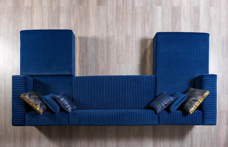 Elizabeth Blue Velvet 4-Piece Sectional - Ella Furniture