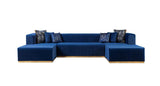 Elizabeth Blue Velvet 4-Piece Sectional - Ella Furniture