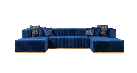 Elizabeth Blue Velvet 4-Piece Sectional - Ella Furniture
