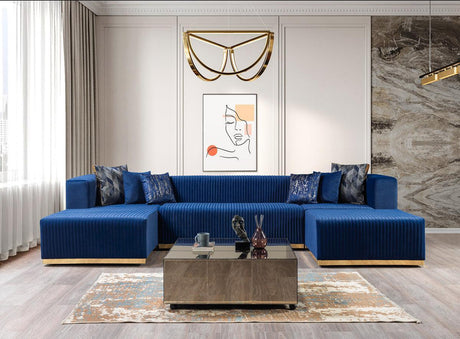 Elizabeth Blue Velvet 4-Piece Sectional - Ella Furniture