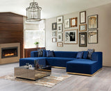 Elizabeth Blue Velvet 4-Piece Sectional - Ella Furniture
